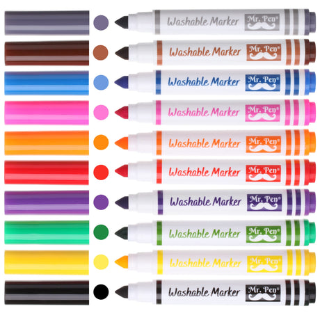 Mr. Pen- Washable Markers, 10 Pack, Assorted Colors, Broad Line, Kids Washable Markers Washable Markers for Kids markers, Fine Tip Markers, Color Markers, Washable Marker Sets, Kid Markers Mr. Pen