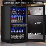 Tehanld Beverage Fridge, Mini Fridge With Glass Door, Beverage Cooler Refrigerator, Wine Drink Beer Fridge, Adjustable Shelves & Digital Temperature Display Tehanld
