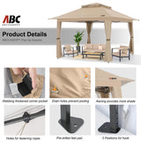 ABCCANOPY 13x13 Pop Up Gazebo, Outdoor Canopy Tent, Instant Screened Shelter with Mosquito Netting for Patio, Garden, Backyard, Party, Camping (Khaki) ABCCANOPY