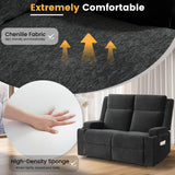 RIHEREFY Loveseat Recliner Sofa, Double Recliner Loveseat with Adjustable Footrest & Cup Holder, Wall Hugger Sofa for Living Room & Home Theater & RV(Black) RIHEREFY