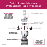 Ninja Professional Plus Food Processor 850-Watts With Auto-iQ Preset Programs Chop Puree Dough Slice Shred With a 9-Cup Capacity and a Silver Stainless Finish (BN600C) - Canadian Version Ninja