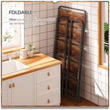 4NM No Assembly Folding Bookshelf, 5 Tier Vintage Industrial Book Shelf,Metal Foldable Storage Bookcase and Bookshelves for Living Room,Bedroom and Kitchen - Rustic Brown 4NM