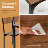 Giantex Dining Table Set for 4, 43" Kitchen Table and Chairs, Dining Bench with Metal Frame & Storage Rack, 4-Piece Modern Functional Desk Set for Dinette, Small Space, Apartment, Restaurant, Brown Giantex