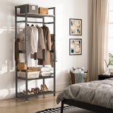 Tribesigns Small Heavy Duty Clothes Rack with Shelf and Hanging Rod, Freestanding Closet Organizer, Industrial Hall Tree Garments Rack for Small Space,Bedroom,27'' W X69'' H, Max Load 300LBS Tribesigns