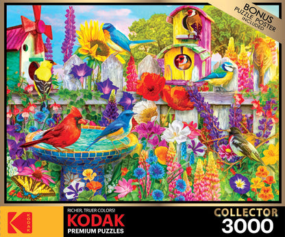 RoseArt - Kodak Premium - Bird Bath Garden - 3000 Piece Jigsaw Puzzle for Adults