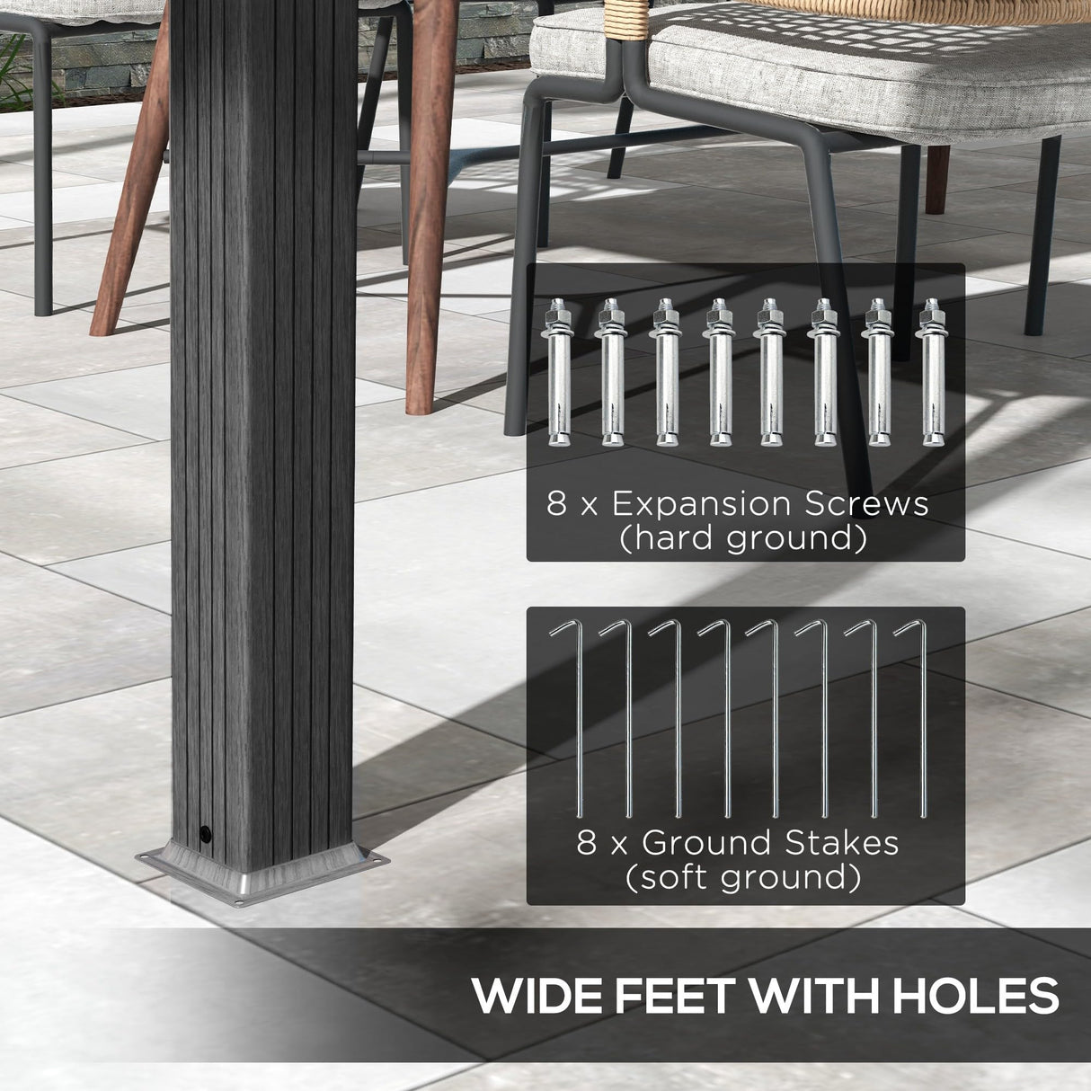 Outsunny 10' x 12' Retractable Pergola Canopy, Wood Grain Aluminum Pergola, Outdoor Sun Shade Shelter for Grill, Garden, Patio, Backyard, Deck, Gray Outsunny