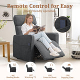 Korser Power Recliner Chair, Electric Recliner Chairs for Adults, Comfy Recliners for Living Room, Cashmere Reclining Chair with One-Touch Adjustment & Side Pockets for Reading, Bedroom, Lounge, Grey Korser