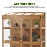 MCombo Wooden Greenhouse, Walk-in Outdoor Greenhouse with Openable Roof and Lockable Door, 0899 (Natural) MCombo