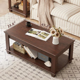 SAVOR LIFE Farmhouse Coffee Tables for Living Room,Square Living Room Tables with Open Storage Shelf,Large Modern Coffee Table,Rustic Brown Center Table,Walnut SAVOR LIFE