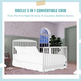 Dream On Me JPMA & Greenguard Gold Certified Odelle 5 in 1 Convertible Crib in White, Built of Sustainable Pinewood, 3 Mattress Height Settings, Non-Toxic Water-Based Paint Finish Dream On Me