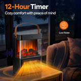 VIVOHOME Portable Electric Fireplace Heater with Realistic Logs and Flame Effect, Freestanding Space Heater with Touch Control and Remote, Mini Fireplace with Timer, Overheat Protection VIVOHOME