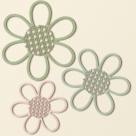 Maitys 3 Pieces Boho Daisy Wall Decor Natural Rattan Flower Wall Hanging Art Wooden Boho Nursery Flowers Decor for Home Nursery(Bright Color) Maitys