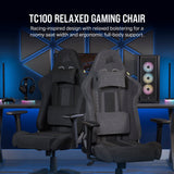 Corsair TC100 Relaxed Gaming Chair - Fabric - Racing-Inspired Design - Lumbar Pillow - Detachable Memory Foam Neck Pillow - Adjustable Seat Height - Adjustable Armrests - Black Corsair
