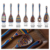 Gudamaye Pakkawood 7-Piece Blue Wooden Cooking Utensils, Wooden Spoons for Cooking, Wooden Spoon Set, Wooden Kitchen Utensil set, Pakkawood Cooking Spoons, Non-Stick Spoon,Pakkawood kitchen utensils Gudamaye