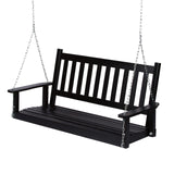 Shine Company Maine 54" Wood Porch Swing with Chains – Black Shine Company