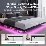 Novilla Floating Bed Frame with LED Lights, Modern Platform King Size Bed Frame with Mattress Slide Stopper, Easy Assembly, No Box Spring Needed, Noise Free Novilla