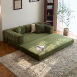 LIAROO 78.8" Convertible Sofa Bed - Compression Sofa with Corduroy Fabric - with Armrests and Backrest - Modular Sectional for Living Room, Bedroom, Studio - Compression Sofa in Box (Green) LIAROO