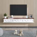 HedoAjim Floating TV Stand for 55 65 70 inch TV, Entertainment Center Media TV Console Shelf and Storage Drawers for Wall for Living Room Bedroom (White) HedoAjim