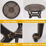 WILOUNGE Cast Aluminum Outdoor Side Table,Small Patio Table,Outdoor Coffee Tables for Patio,Garden,Balcony, for All Weather (Copper, Round) WILOUNGE