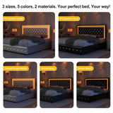 GEGOFORU PU White Queen Bed Frame with LED Lights and Spacious Storage Drawers GEGOFORU