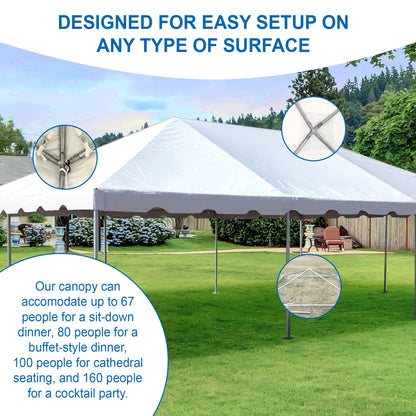 Party Tents DIRECT 20' x 40' Weekender West Coast Frame Style Party Tent | White PVC Top | for Weddings, Graduations, and Events