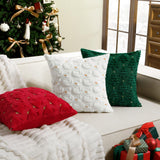 Softalker Christmas Throw Pillow Covers 18 x 18 Inch Set of 2, Xmas Winter Christmas Tree Faux Fur Cushion Covers, 3D Embroidered Pillow Cases for Couch Bedroom Living Room Decor, Green Softalker