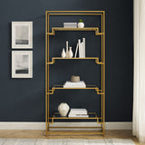 Crosley Furniture Celeste Bookshelf with Glass Shelves, Bookcase Storage, Gold Crosley Furniture