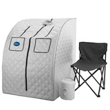Durasage Oversized Portable Personal Steam Sauna Spa for Relaxation at Home, 60 Minute Timer, 800 Watt Steam Generator, Chair Included (Silver) Durasage
