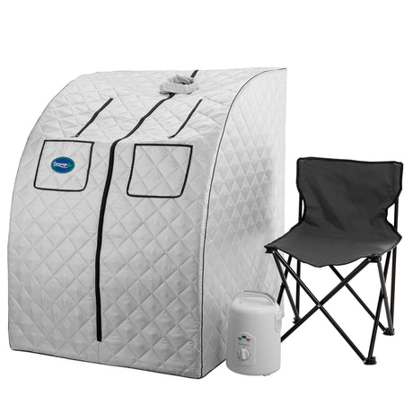 Durasage Oversized Portable Personal Steam Sauna Spa for Relaxation at Home, 60 Minute Timer, 800 Watt Steam Generator, Chair Included (Silver) Durasage