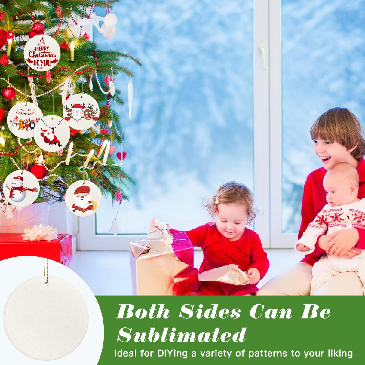 ZOCONE 60 Pcs Sublimation Ornament Blanks,Sublimation Christmas Ornament Blanks,DIY Christmas Ornaments for Christmas Decoration ZOCONE