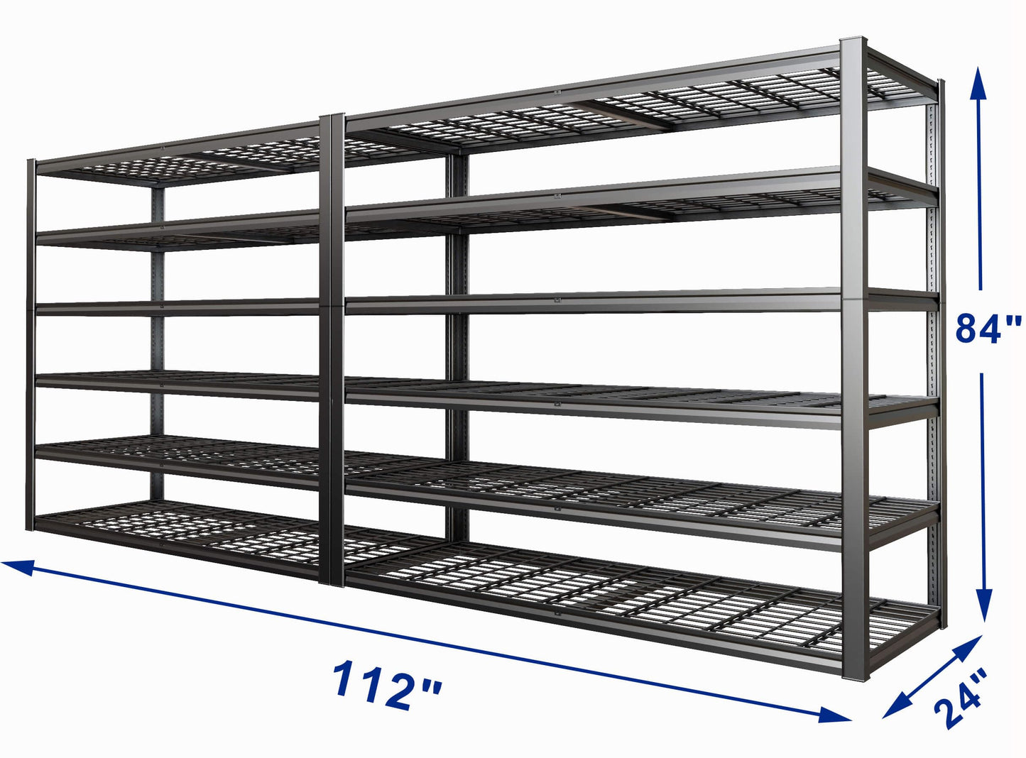 PMKES 6 Tier Garage Shelving Heavy Duty, 84" H Garage Storage Shelves, 3900LBS Capacity Adjustable Metal Shelves Units, Industrial Shelf, Garage Storage Shelving Unit, 56" W*84" H*24" D, 2 Pack