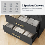 HOOBRO Armoire Wardrobe Closet, Wardrobe Closet with Doors and 2 Drawers, Bedroom Armoire with Hanging Rod, Tall Armoire for Bedroom, Wooden Clothing Storage Cabinet, Black HOOBRO