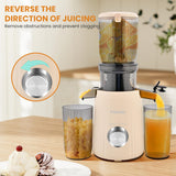 Pukomc Juicer Machines, Cold Press Juicer with 4.1'' Large Feed，Slow Masticating Machines Chute Fit Whole Vegetable And Fruit，High Juice Yield Juicer Easy to Clean Pukomc