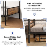 Jocoevol Metal Bunk Bed Twin Over Twin, Industrial Bunkbeds Heavy Duty Bed with Safety Guard Rails and Space-Saving Design, Steel Bed for School, Bedroom (Vintage Brown) Jocoevol