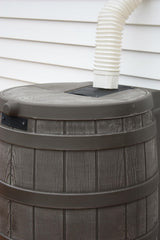 Good Ideas Rain Wizard 50 Gallon Plastic Rain Barrel for Outdoor Rainwater Collection and Storage Features a Metal Spigot and Flat Back Design, Oak Good Ideas