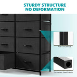 OLIXIS Dresser for Bedroom,8 Storage Fabric Drawers, Metal Frame and Wooden Top, Tall Storage Drawer Dresser for Closet with Easy Pull Handles for Living Room, Entryway, Small Space Black OLIXIS