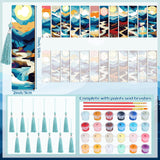 Kosiz 12 Pcs Mountain Paint by Numbers Kit for Adults Wood Bookmarks Painting Decor Mini Paint by Numbers Kits Tassels Blank Bookmarks Ornament for Small DIY Book Lovers Birthday Craft Gift 7x2 '' Kosiz