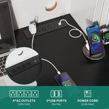 YITAHOME Executive Desk with Hutch and Drawers, Farmhouse Wood Computer Desk with Power Outlet & LED Lights, Home Office Desks with Storage Shelves, Storage Cabinet with Glass Door, White & Black YITAHOME