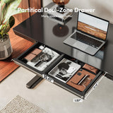 CubiCubi 48 × 24 Electric Standing Desk with Drawers, Whole-Piece Glass Adjustable Height Desk, One-Piece Quick Install Adjustable Sit Stand Desk, Black CubiCubi