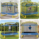 6.5FT Rectangle Trampoline for Kids, 78”ASTM Approved Recreational Trampolines with Swing, Small Toddler Trampoline with Safety Enclosure Net, Outdoor and Backyard, Gifts for Children & Boys & Girls Baotree