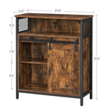 VASAGLE Buffet Cabinet, Coffee Bar Storage Cabinet, Sideboard with 1 Sliding Barn Door, Adjustable Shelves, 11.8 x 27.6 x 31.5 Inches, for Living Room, Rustic Brown and Ink Black ULSC089B01 VASAGLE