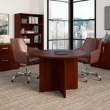 Bush Business Furniture Round Conference Table with Wood Base, Circular Meeting Room Desk for 4 Users, 42W, Hansen Cherry Bush Business Furniture