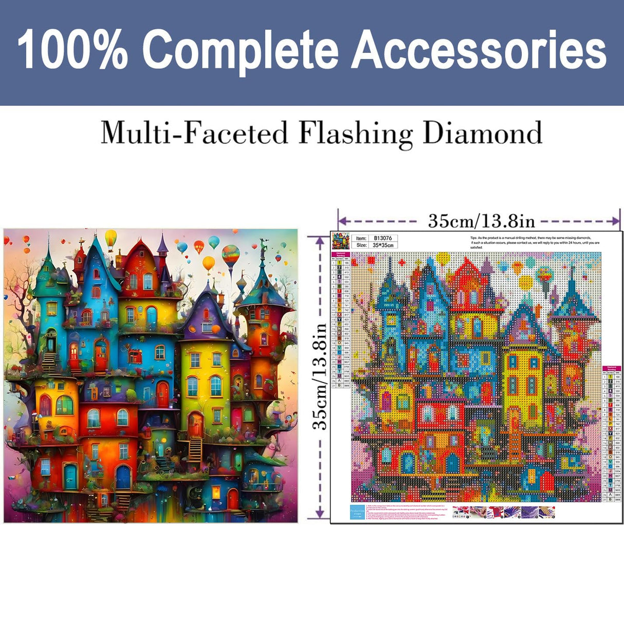 ijbnhd Diamond Painting Kits for Adults - House Diamond Art Kits for Adults, 5D Diamond Painting Dream House, DIY Full Drill Diamond Painting Cartoon Gem Art Crafts 14x14inch ijbnhd