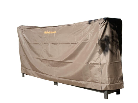 Woodhaven 10 Foot Waterproof Full Cover - Covers 1/2 Cord Plus Outdoor Firewood Rack - Reinforced Vinyl With Velcro Straps - Keeps Logs Dry (Brown) Woodhaven