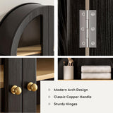 MoomJiee Large Arched Bathroom Wall Cabinet Modern Wooden Display Cabinet with Acrylic Doors Farmhouse Wall Mounted Cupboard Storage Organizer for Laundry Room, Dining Room, Black MoomJiee