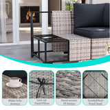 Muphyers 6-Piece Outdoor Patio Furniture Set Wicker Sectional Sofa Set, Patio Conversation Set with Thickened Cushions & Coffee Table for Garden, Backyard, Poolside, Dark Grey Muphyers