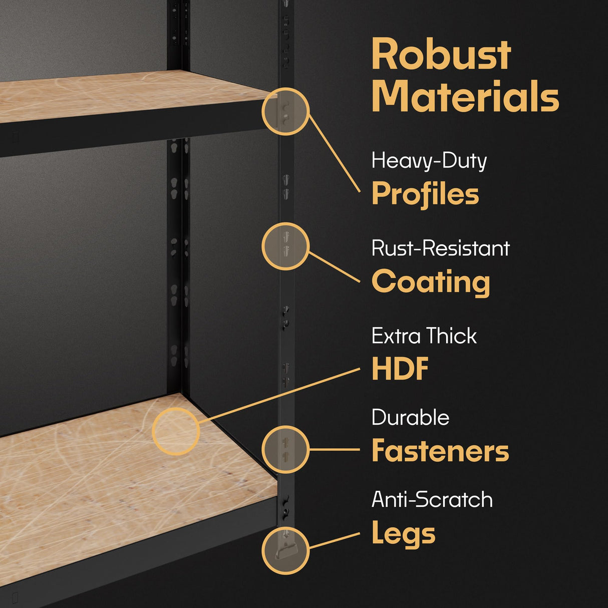 Storage Shelves: 4 Storage Shelves Heavy Duty w/ 2,640 lb Total Load Capacity, 660 per Storage Shelf, 71x71x24 | Adjustable Shelving Unit, Robust Garage Shelving, Extra Long Steel Profiles Metalkas