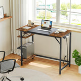 HOOBRO Computer Desk, Home Office Desk with Power Outlet, Writing Desk with 2 Shelves, Modern Small Desk for Home Office, Study, Easy to Assemble, Rustic Brown and Black BF43UDN01 HOOBRO