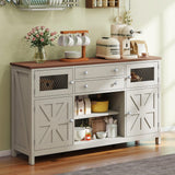 YITAHOME Farmhouse TV Stand for 65/55 Inch Television, Entertainment Center Television Stand with Drawers & Door, 59" Media Console TV Cabinet for Living Room, Antique White YITAHOME