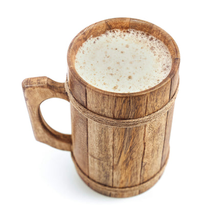 Norse Tradesman Wooden Beer Mug - 100% Handcrafted Ale Tankard - Includes Medieval Gift Sack - 32 oz - WoodArtSupply